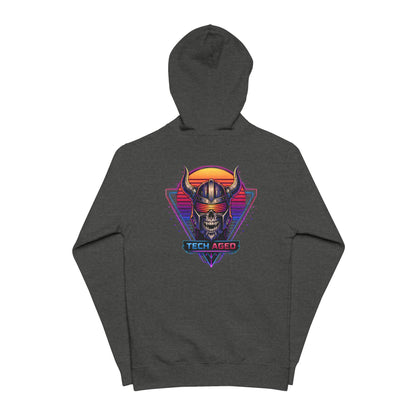 Vaporwave Viking Zip Hoodie – "Tech Aged" Retro Synth Skull Zip-Up