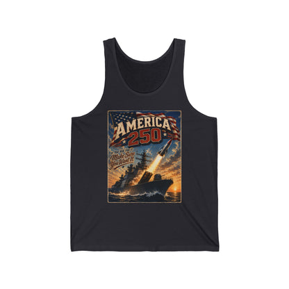 America 250 Retro Rocket Tank Top – Patriotic 250th Anniversary Vintage Poster Design