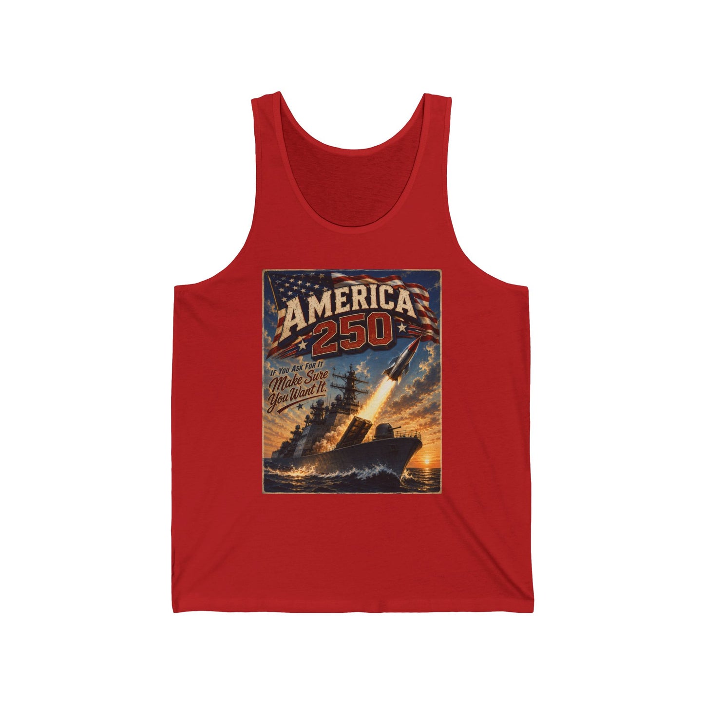 America 250 Retro Rocket Tank Top – Patriotic 250th Anniversary Vintage Poster Design