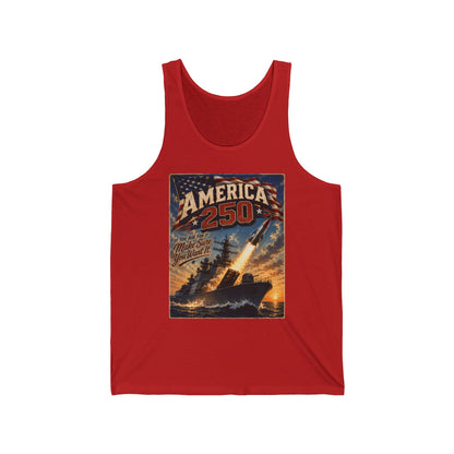 America 250 Retro Rocket Tank Top – Patriotic 250th Anniversary Vintage Poster Design