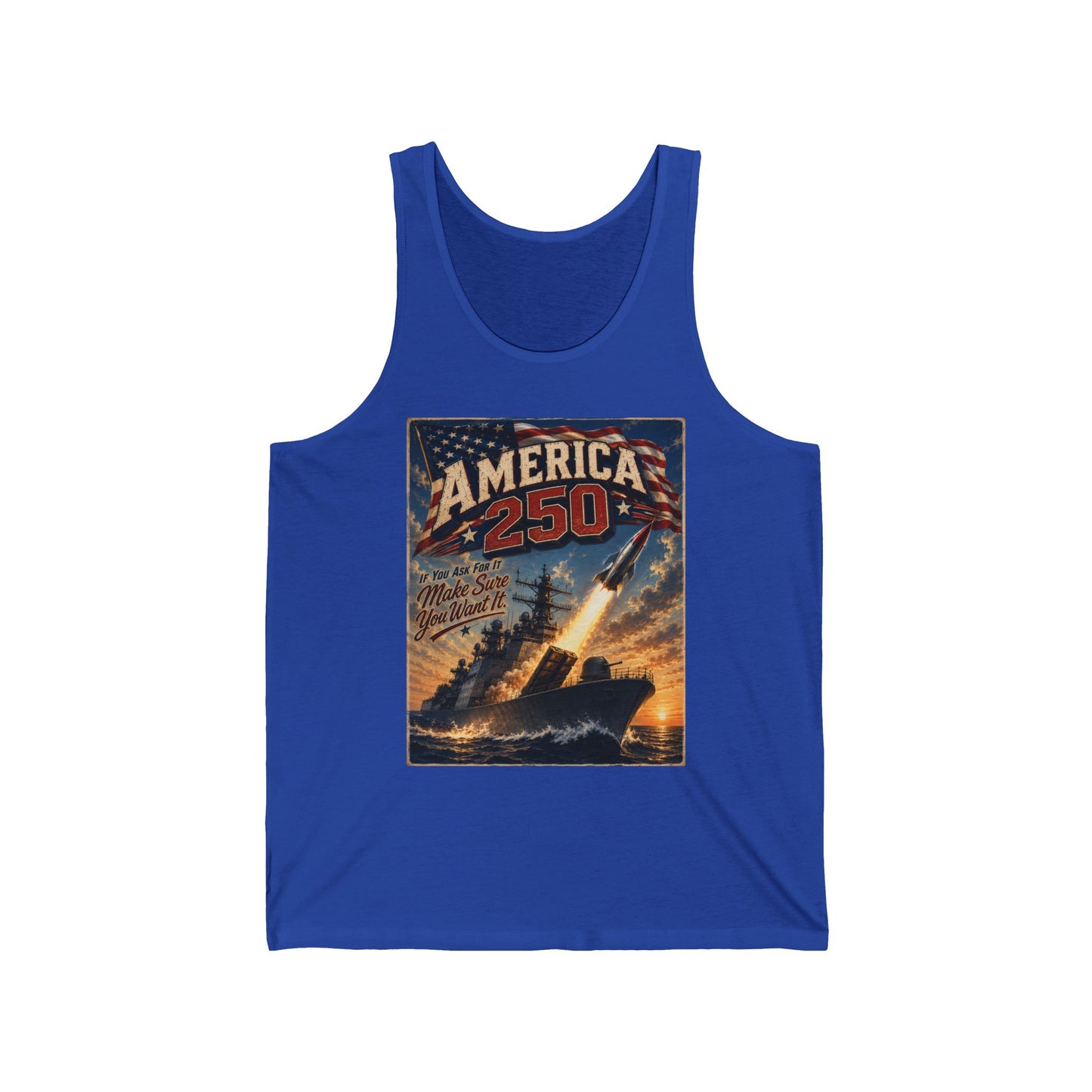 America 250 Retro Rocket Tank Top – Patriotic 250th Anniversary Vintage Poster Design
