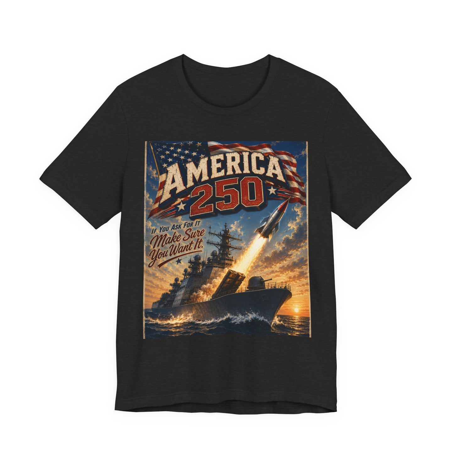 America 250 Vintage Rocket T-Shirt — Patriotic 250th Anniversary Tee