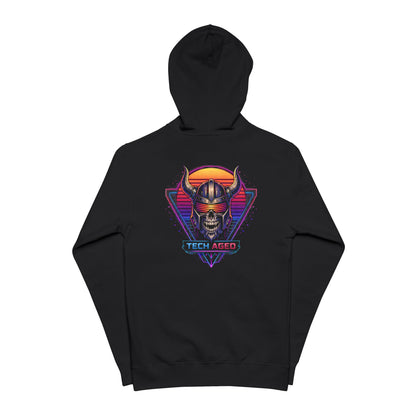 Vaporwave Viking Zip Hoodie – "Tech Aged" Retro Synth Skull Zip-Up