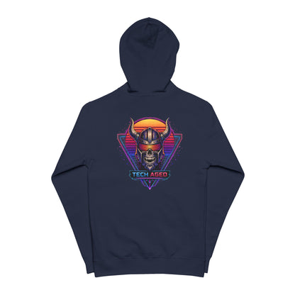 Vaporwave Viking Zip Hoodie – "Tech Aged" Retro Synth Skull Zip-Up