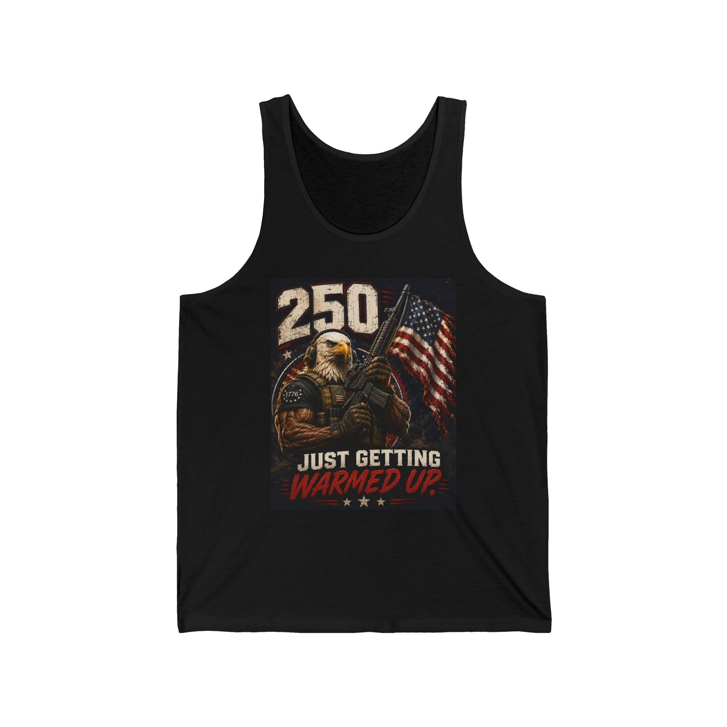 250 Just Getting Warmed Up Tank Top — Patriotic Eagle American Flag Workout Tank
