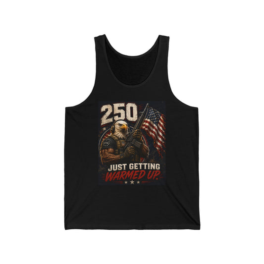 250 Just Getting Warmed Up Tank Top — Patriotic Eagle American Flag Workout Tank