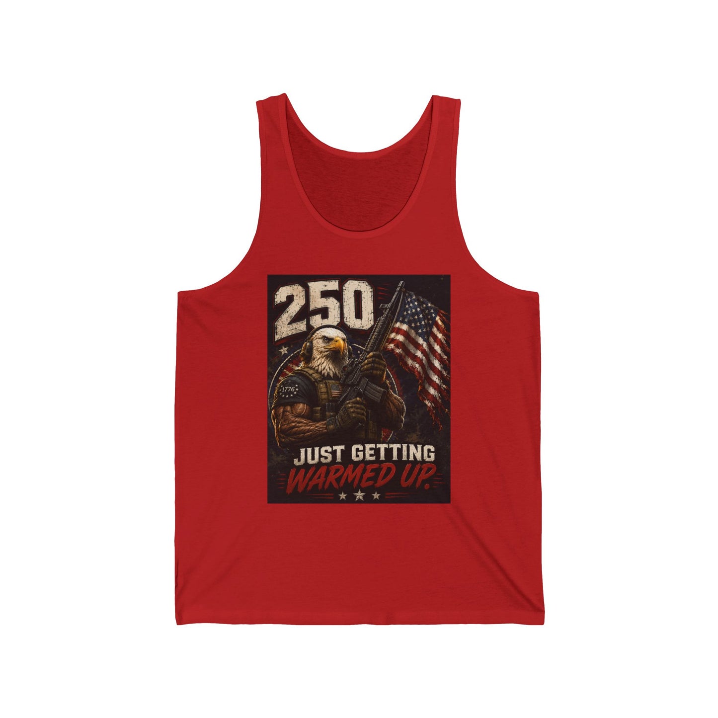 250 Just Getting Warmed Up Tank Top — Patriotic Eagle American Flag Workout Tank