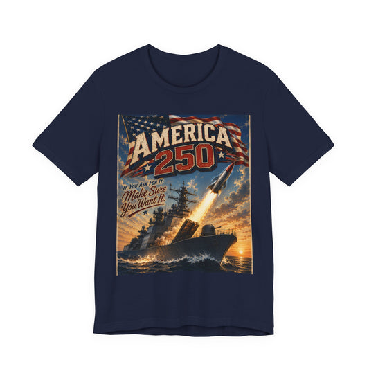 America 250 Vintage Rocket T-Shirt — Patriotic 250th Anniversary Tee