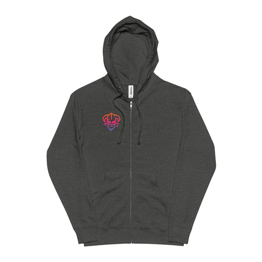 Vaporwave Viking Zip Hoodie – "Tech Aged" Retro Synth Skull Zip-Up