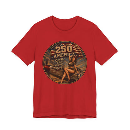 Vintage Pin-Up 250 America T-Shirt — Retro Patriotic Aviation Tee