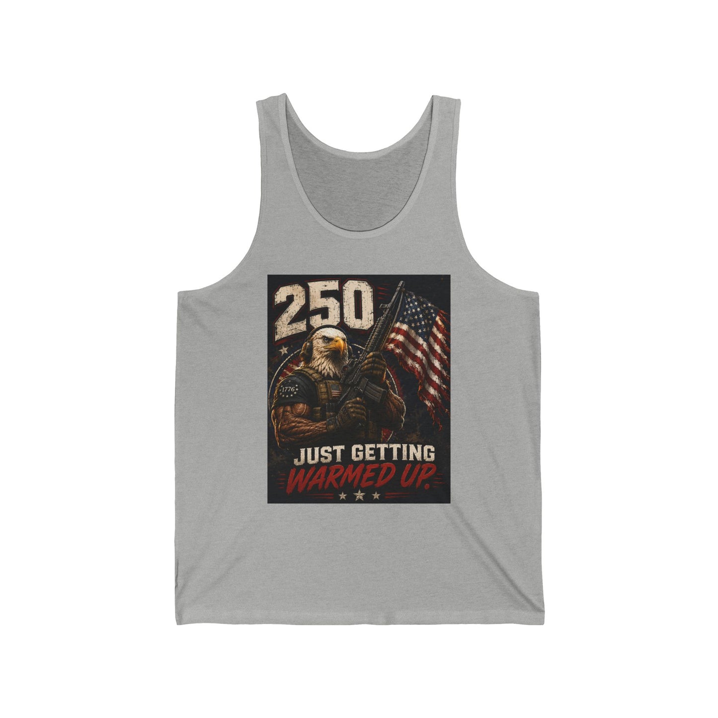 250 Just Getting Warmed Up Tank Top — Patriotic Eagle American Flag Workout Tank