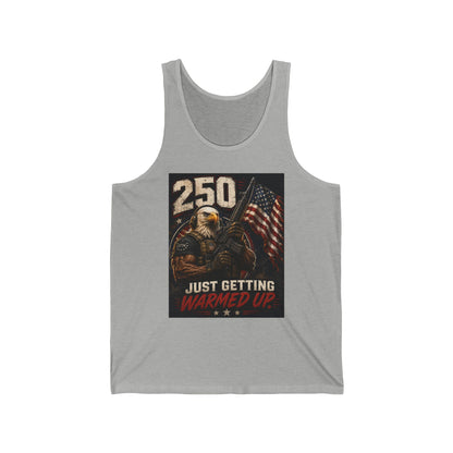 250 Just Getting Warmed Up Tank Top — Patriotic Eagle American Flag Workout Tank