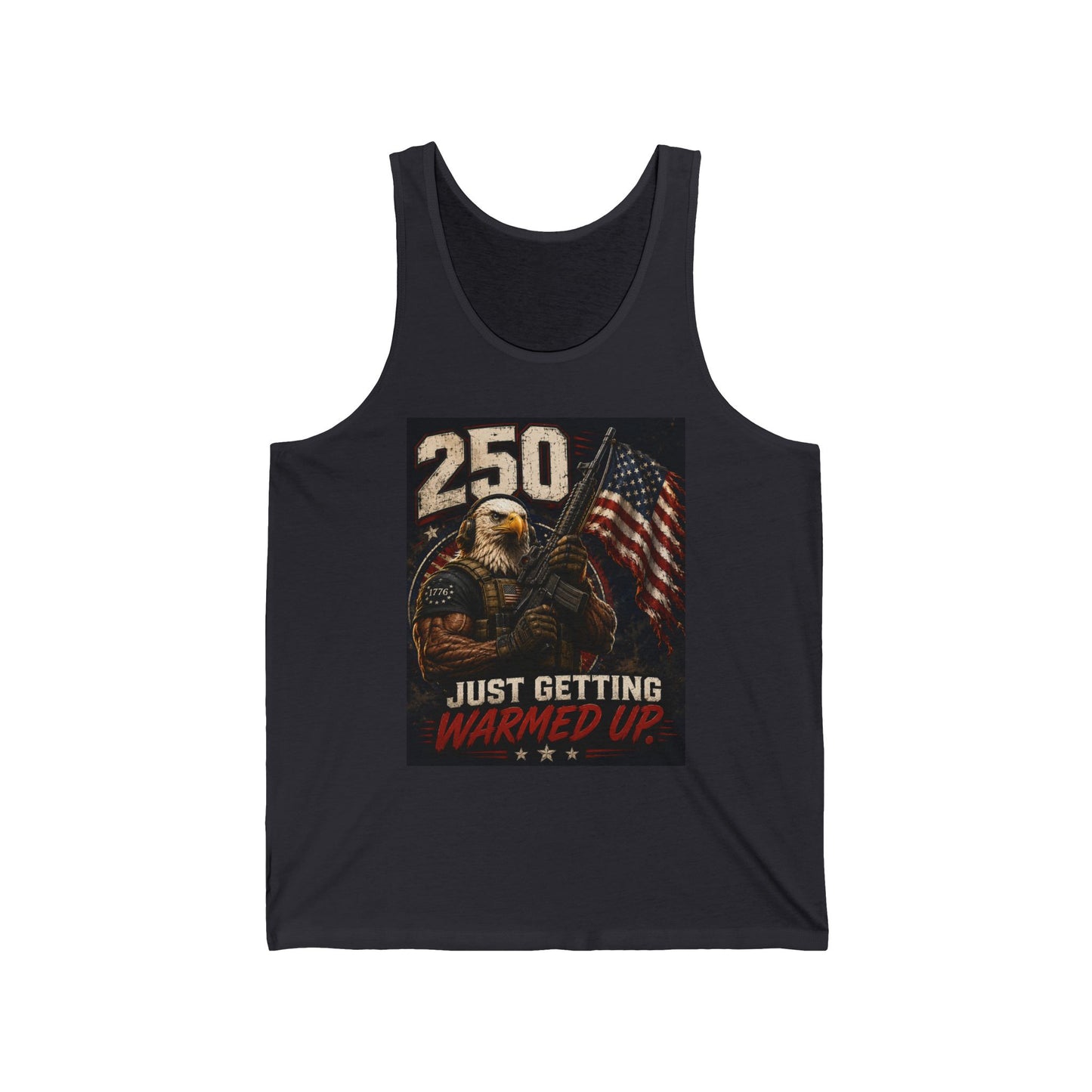250 Just Getting Warmed Up Tank Top — Patriotic Eagle American Flag Workout Tank