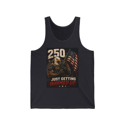250 Just Getting Warmed Up Tank Top — Patriotic Eagle American Flag Workout Tank