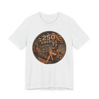 Vintage Pin-Up 250 America T-Shirt — Retro Patriotic Aviation Tee