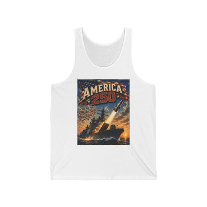 America 250 Retro Rocket Tank Top – Patriotic 250th Anniversary Vintage Poster Design