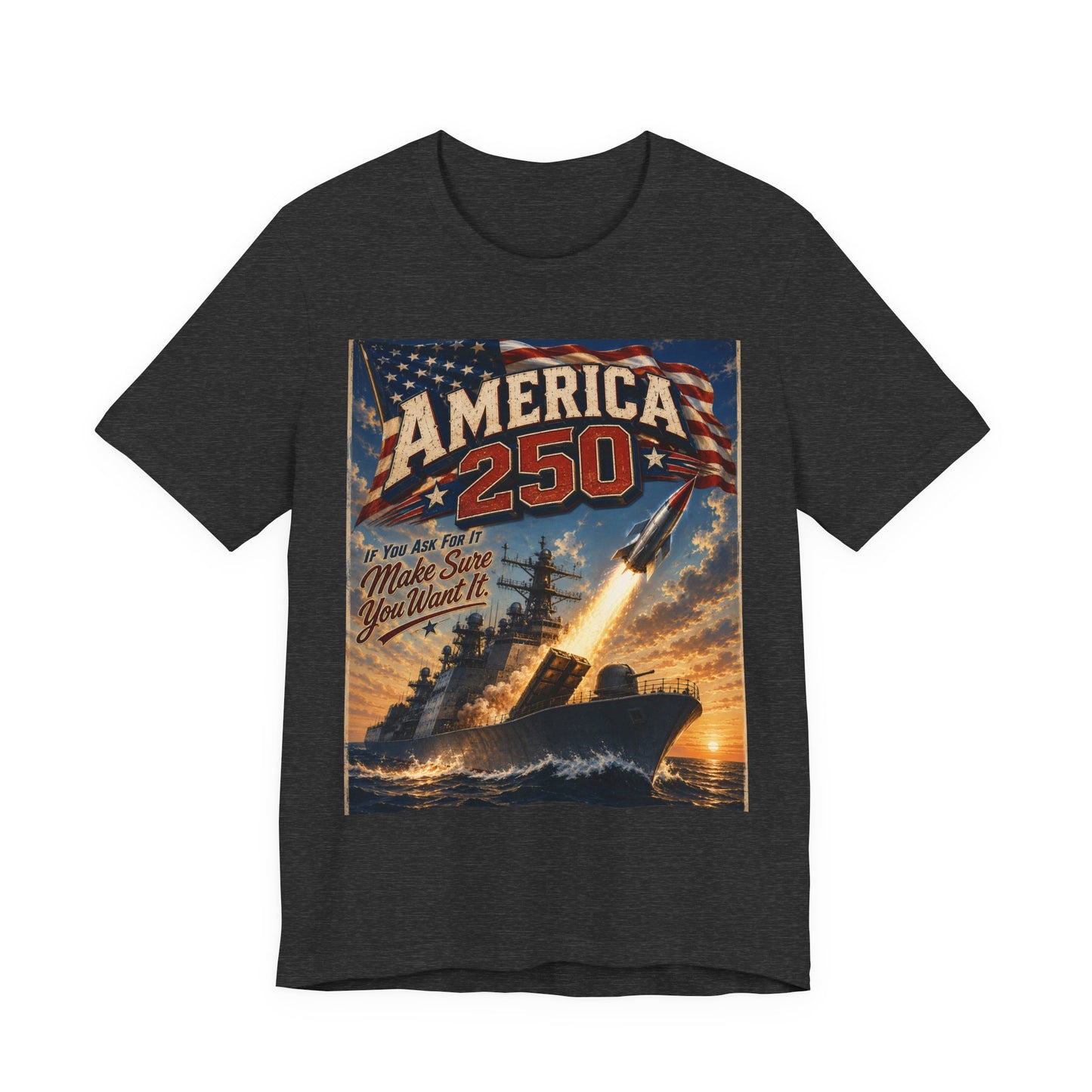 America 250 Vintage Rocket T-Shirt — Patriotic 250th Anniversary Tee