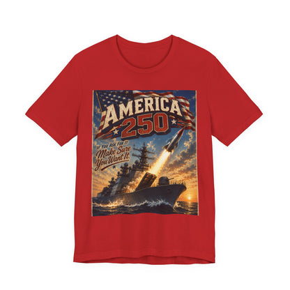 America 250 Vintage Rocket T-Shirt — Patriotic 250th Anniversary Tee