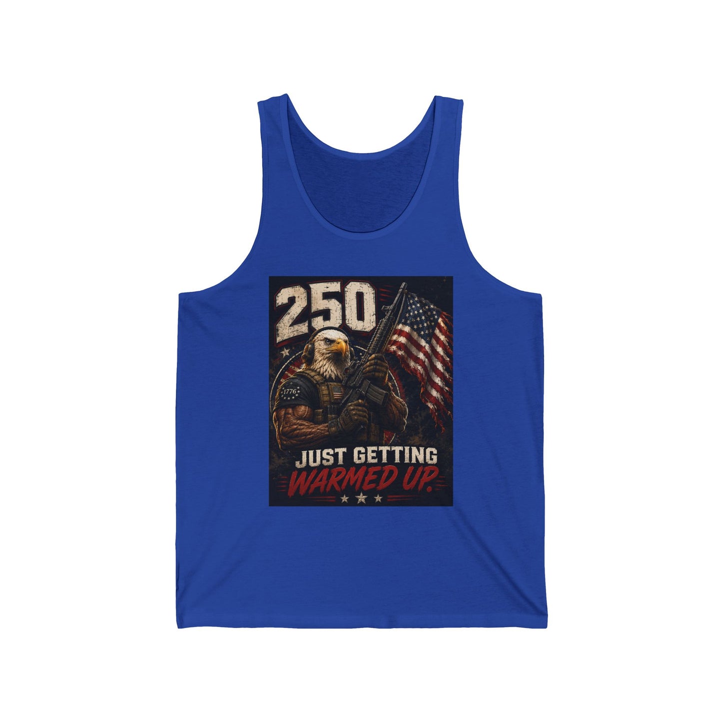 250 Just Getting Warmed Up Tank Top — Patriotic Eagle American Flag Workout Tank