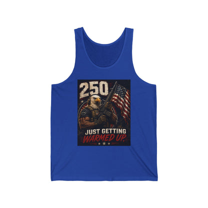 250 Just Getting Warmed Up Tank Top — Patriotic Eagle American Flag Workout Tank