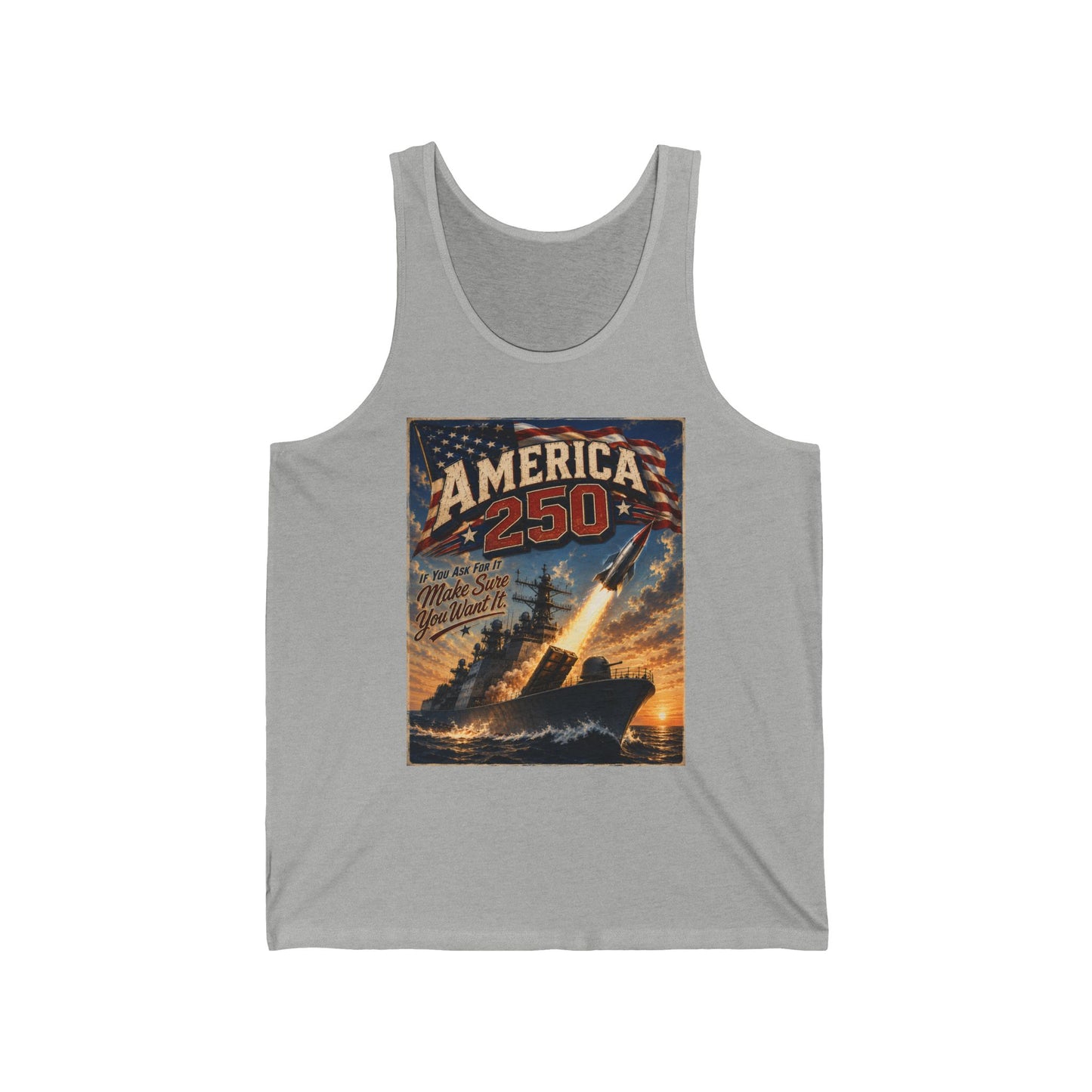 America 250 Retro Rocket Tank Top – Patriotic 250th Anniversary Vintage Poster Design